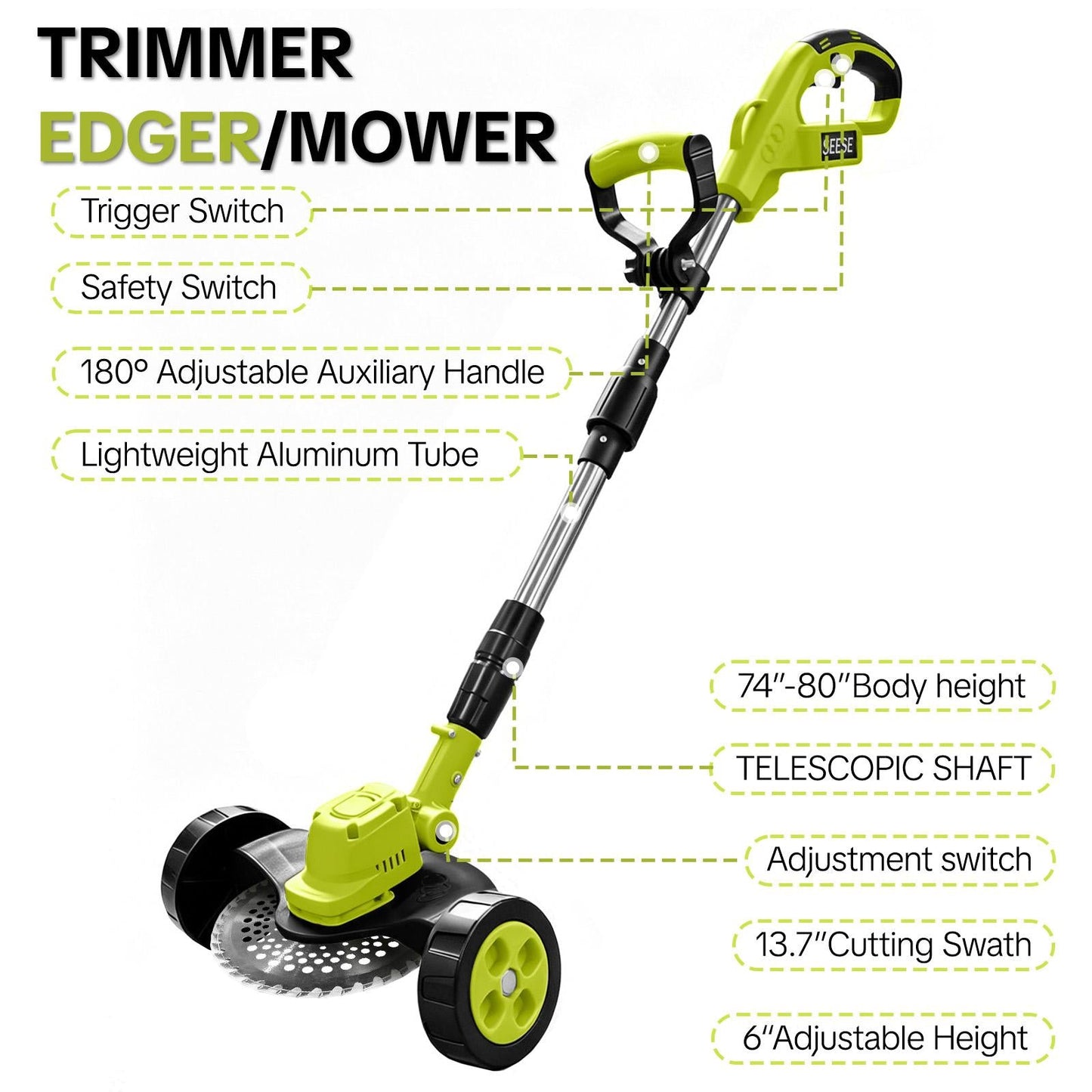 TerraCut 3-in-1 Cordless Trimmer and Mower