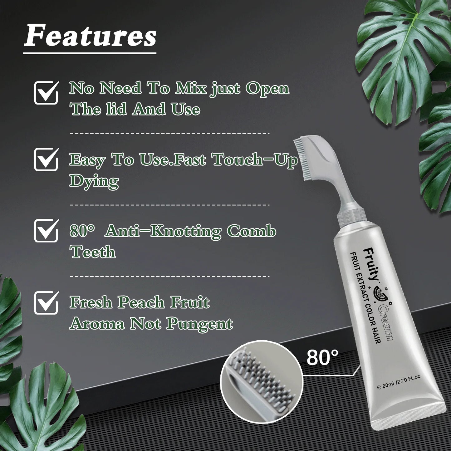 Long-Lasting Black Hair Dye Cream with Comb - Covers White & Gray Hair, Fruit Scented, Natural Mild Formula Hair Color.