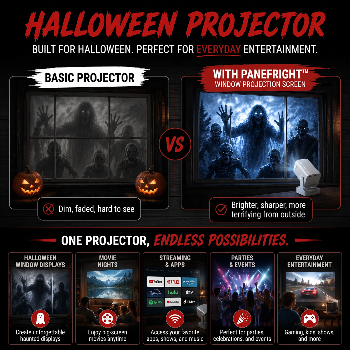 GhostPane Halloween window projector image 3