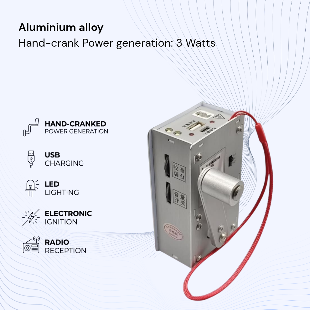 Hand-Crank Emergency Radio with USB Charging & Lighter